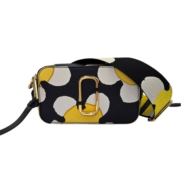 Marc Jacobs Snapshot Camera Bag Polka Dot Yellow Black‎ Gold Hardware Crossbody